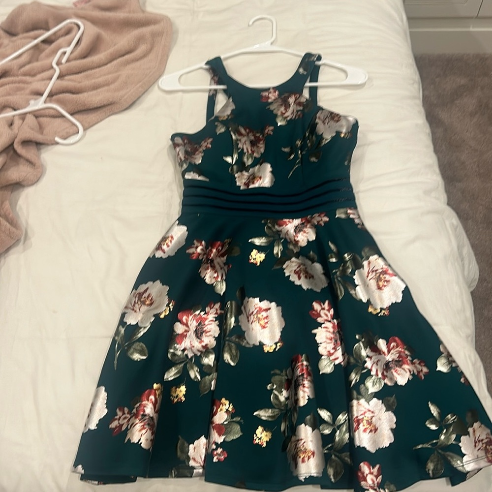 cute green flower print dress